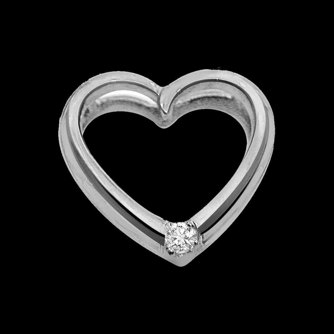 Queen of Heart - Real Diamond & Sterling Silver Pendant with 18 IN Chain (SDP107)