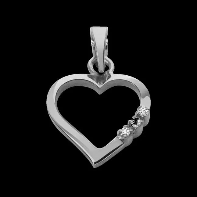 Way To Heart - Real Diamond & Sterling Silver Pendant with 18 IN Chain (SDP108)