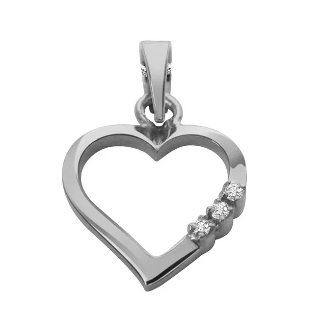 Way To Heart - Real Diamond & Sterling Silver Pendant with 18 IN Chain (SDP108)