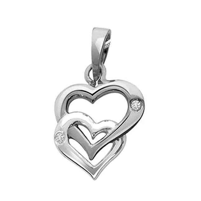 Unique Bonding - Real Diamond & Sterling Silver Pendant with 18 IN Chain (SDP110)