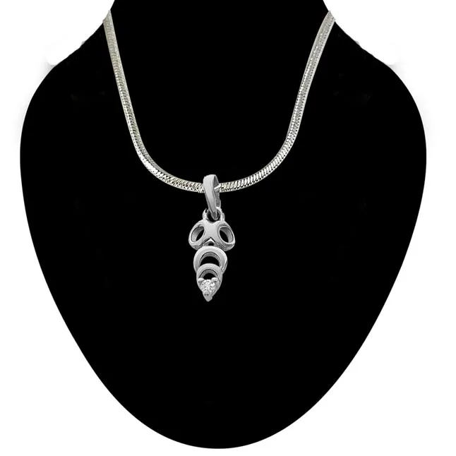 Fashion Frenzy -Real Diamond & Sterling Silver Pendant with 18 IN Chain (SDP111)