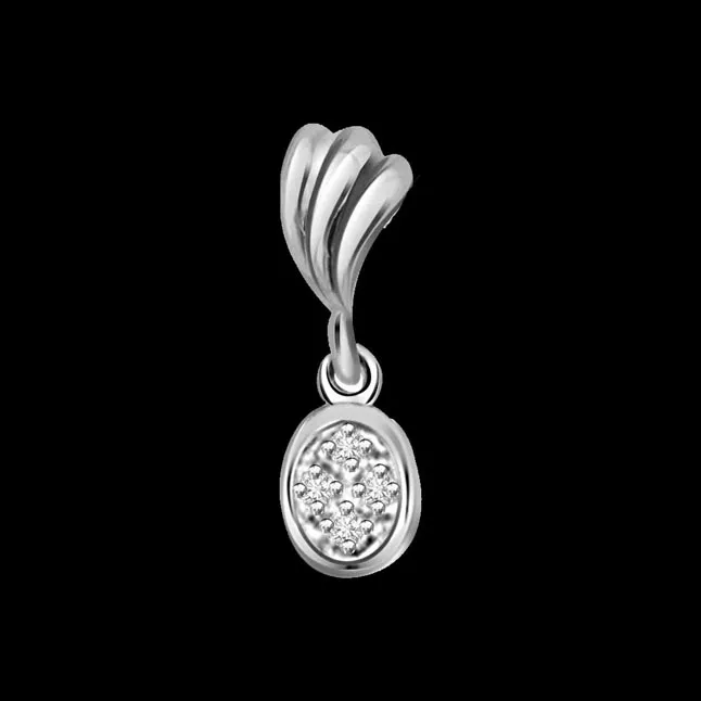 Fashion Review - Real Diamond & Sterling Silver Pendant with 18 IN Chain (SDP114)