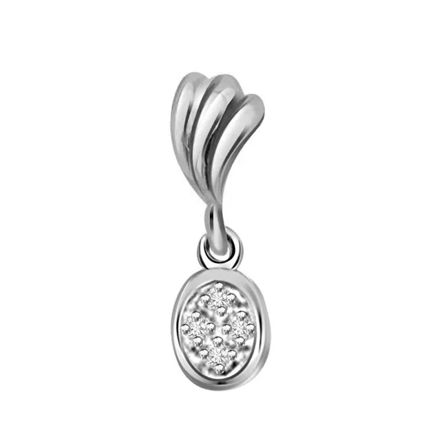 Fashion Review - Real Diamond & Sterling Silver Pendant with 18 IN Chain (SDP114)