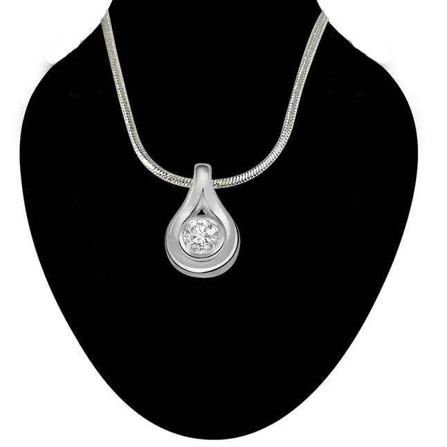 High Hopes - Real Diamond & Sterling Silver Pendant with 18 IN Chain (SDP116)