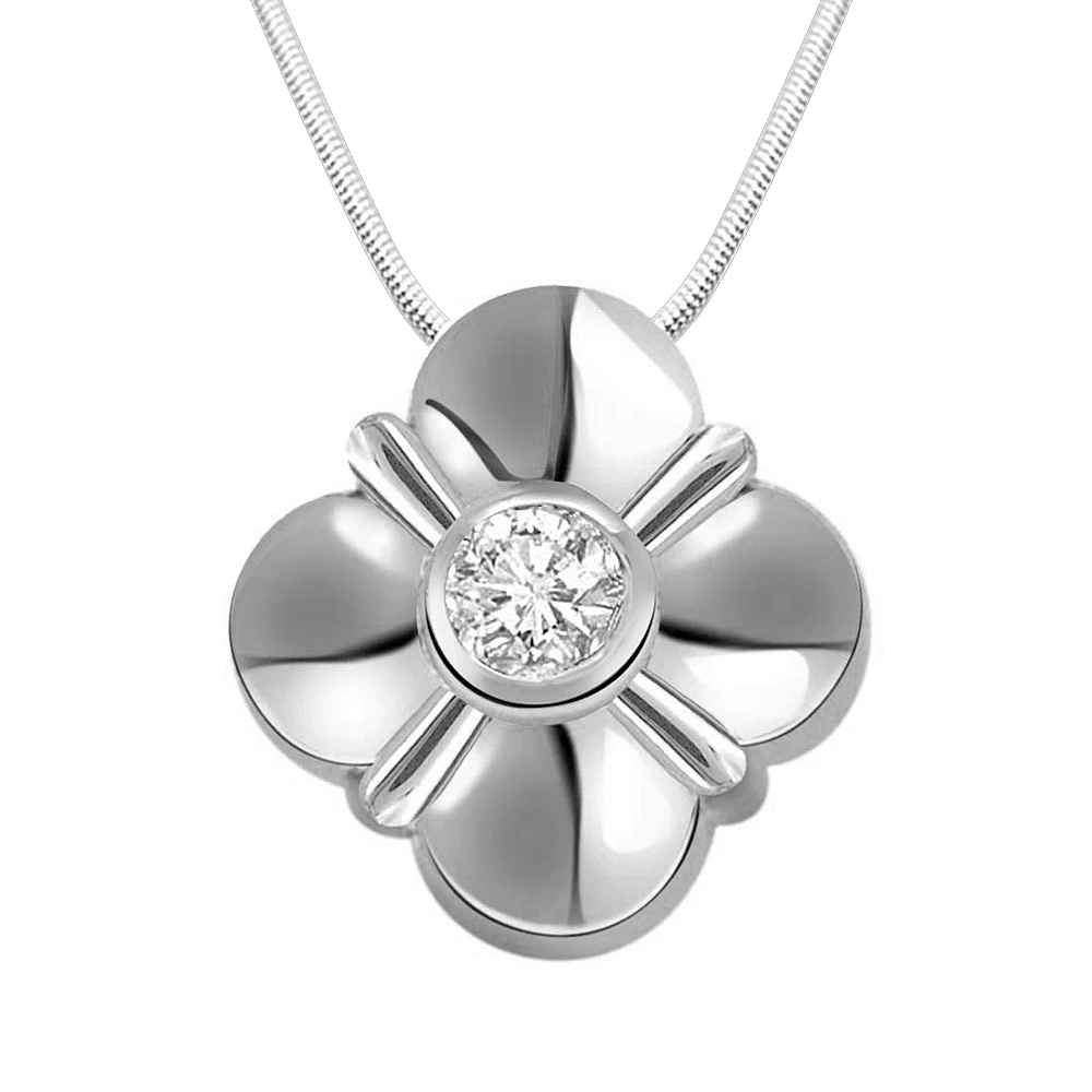 Nature's Beauty - Real Diamond & Sterling Silver Pendant with 18 IN Chain (SDP119)
