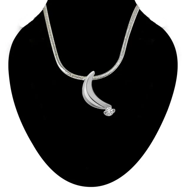 Forever Mine - Real Diamond & Sterling Silver Pendant With 18 IN Chain (SDP12)