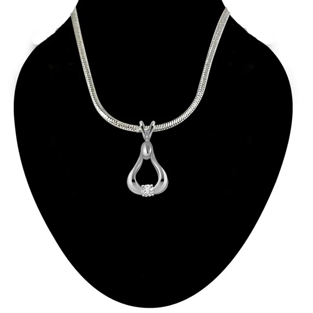 Smooth As Ice - Real Diamond & Sterling Silver Pendant with 18 IN Chain (SDP122)