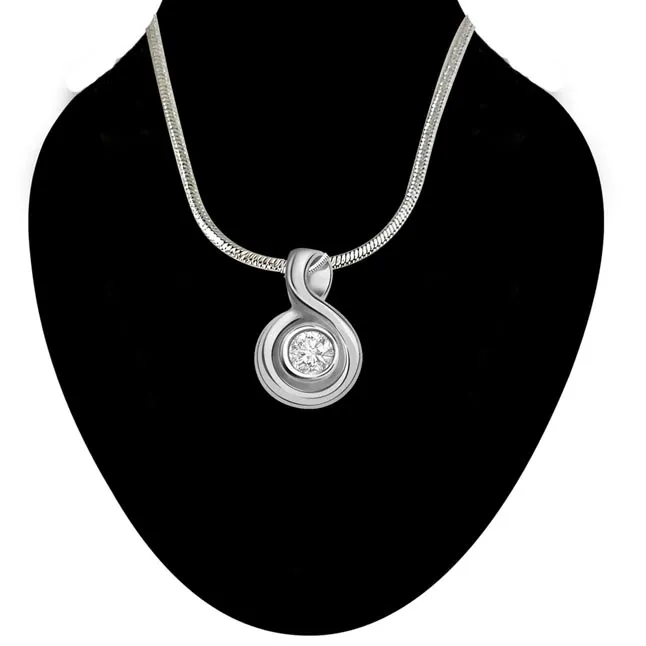 One Track Mind - Real Diamond & Sterling Silver Pendant with 18 IN Chain (SDP124)