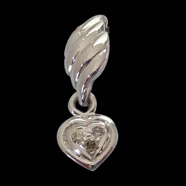 From The Heart - Real Diamond & Sterling Silver Pendant with 18 IN Chain (SDP125)