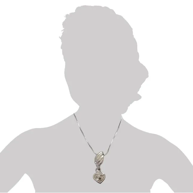 From The Heart - Real Diamond & Sterling Silver Pendant with 18 IN Chain (SDP125)