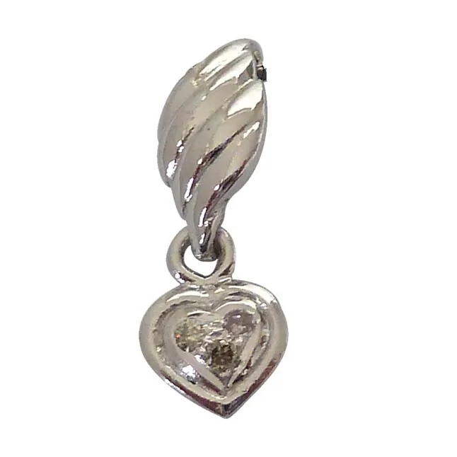 From The Heart - Real Diamond & Sterling Silver Pendant with 18 IN Chain (SDP125)