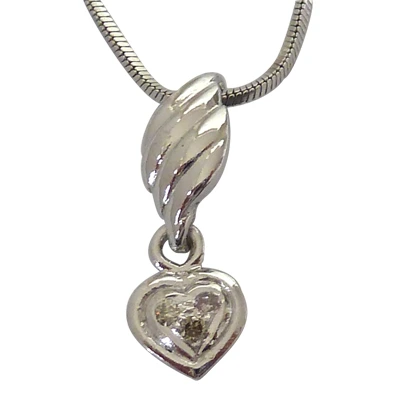 From The Heart - Real Diamond & Sterling Silver Pendant with 18 IN Chain (SDP125)