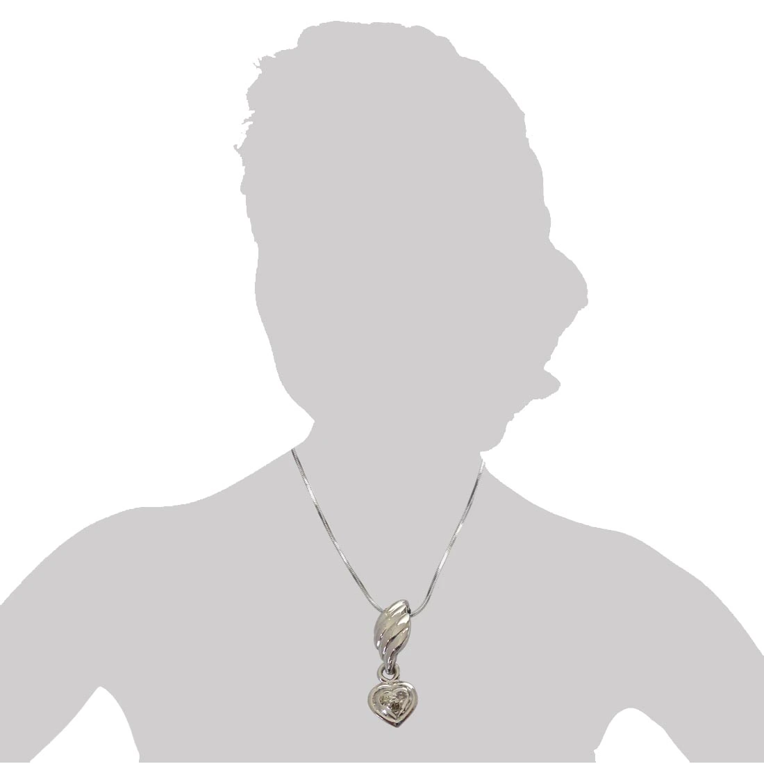 From The Heart - Real Diamond & Sterling Silver Pendant with 18 IN Chain (SDP125)