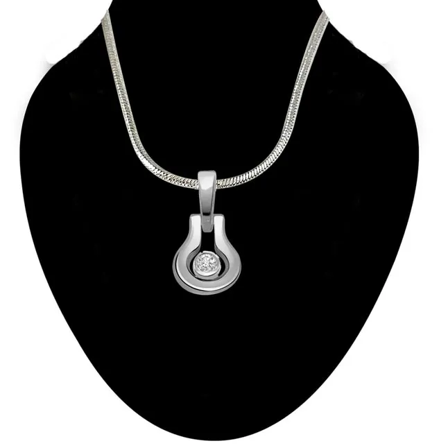 In The Ring - Real Diamond & Sterling Silver Pendant with 18 IN Chain (SDP128)