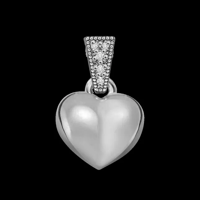 Heart Full of Soul - Real Diamond & Sterling Silver Pendant with 18 IN Chain (SDP130)