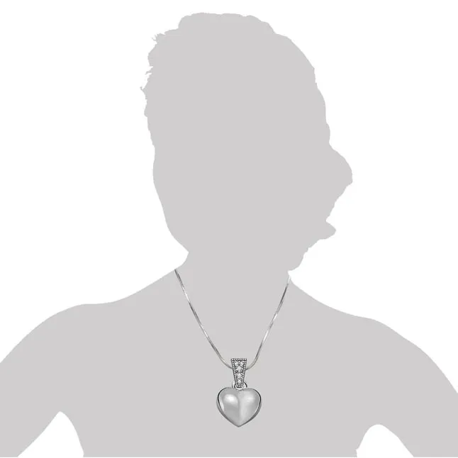 Heart Full of Soul - Real Diamond & Sterling Silver Pendant with 18 IN Chain (SDP130)