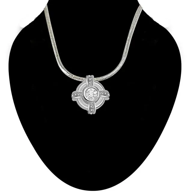 Freeze Frame - Real Diamond & Sterling Silver Pendant with 18 IN Chain (SDP132)