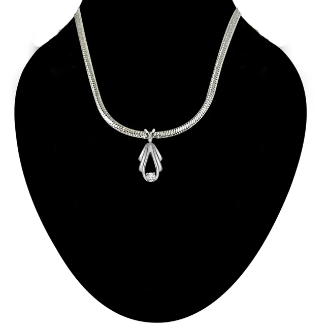 Make A Wish - Real Diamond & Sterling Silver Pendant with 18 IN Chain (SDP138)