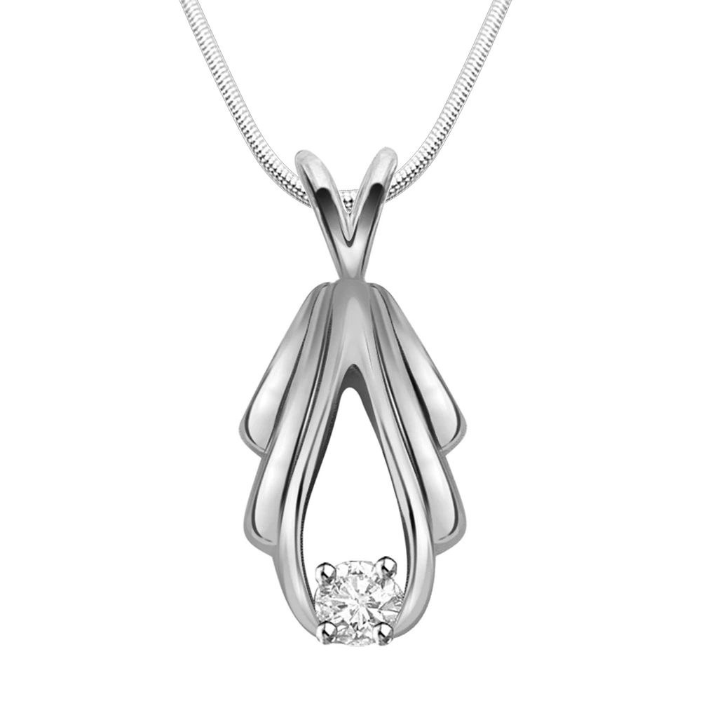 Make A Wish - Real Diamond & Sterling Silver Pendant with 18 IN Chain (SDP138)