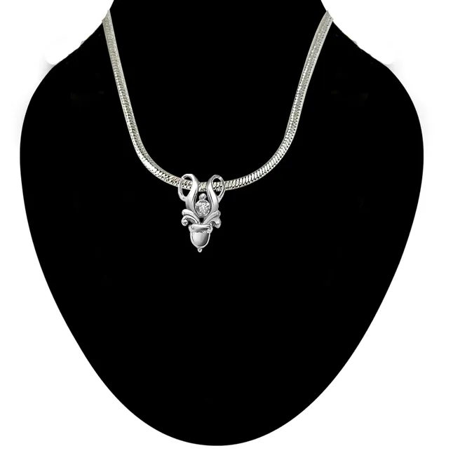 Love Forever - Real Diamond & Sterling Silver Pendant with 18 IN Chain (SDP14)