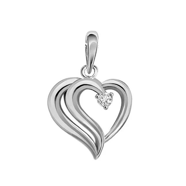 Full Of Smiles - Real Diamond & Sterling Silver Pendant with 18 IN Chain (SDP140)