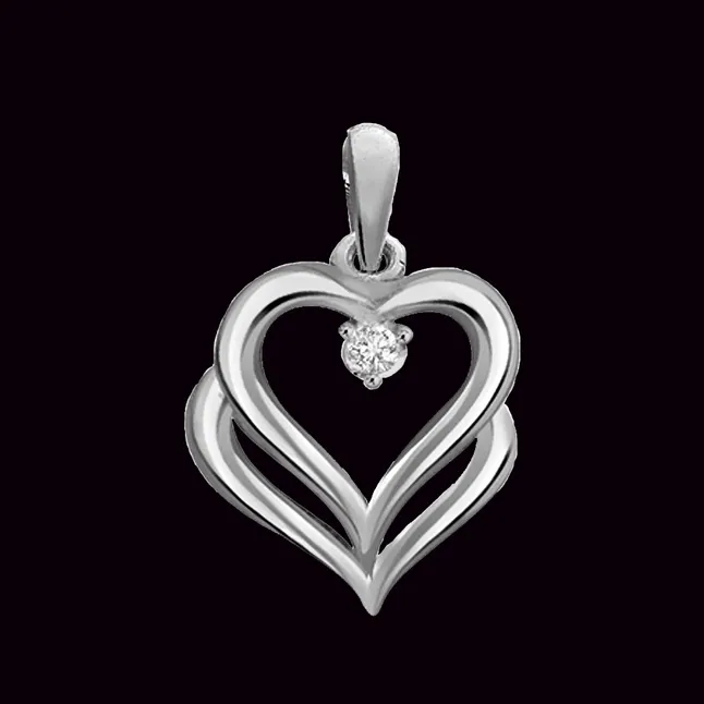 Bond of Love - Real Diamond & Sterling Silver Pendant with 18 IN Chain (SDP141)
