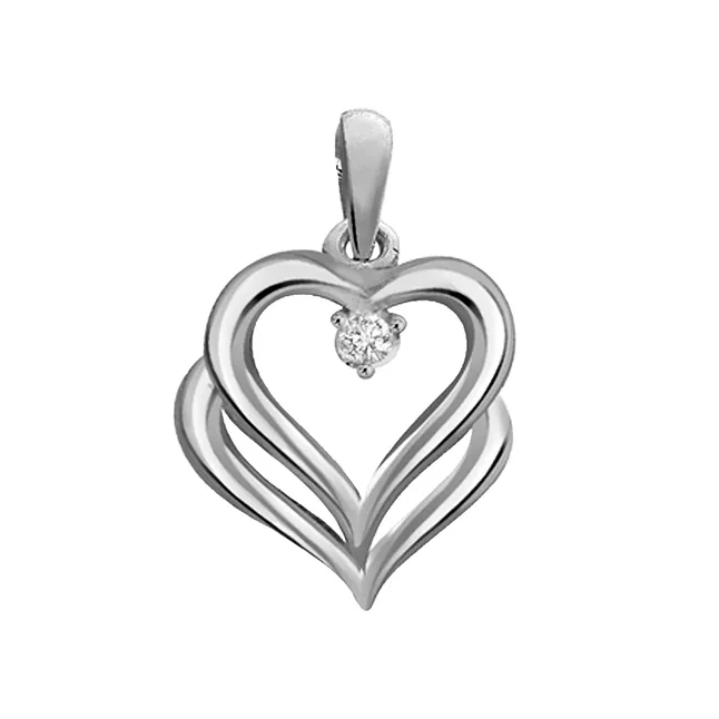 Bond of Love - Real Diamond & Sterling Silver Pendant with 18 IN Chain (SDP141)