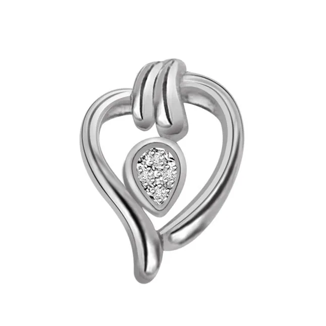 Candy Heart - Real Diamond & Sterling Silver Pendant with 18 IN Chain (SDP144)
