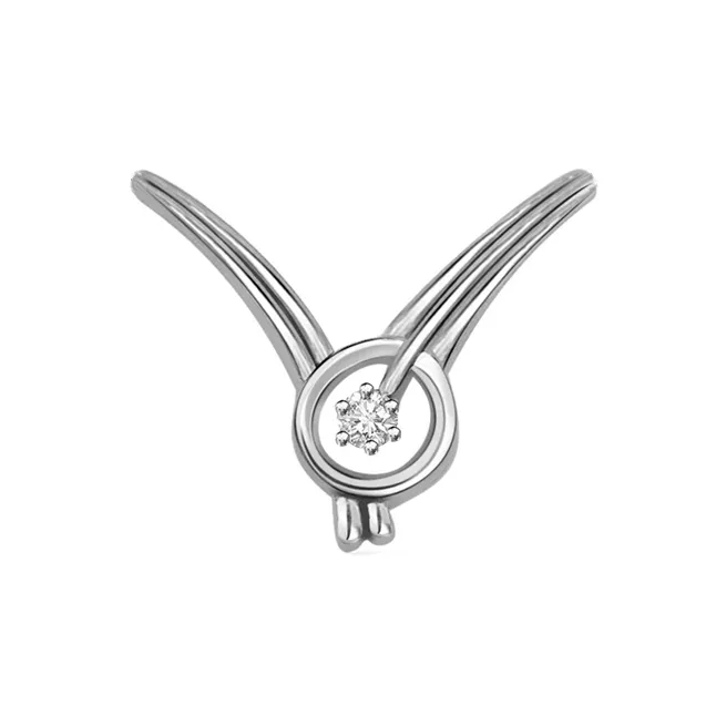 Fairy Wings Real Diamond Solitaire Sterling Silver Pendant (SDP145)