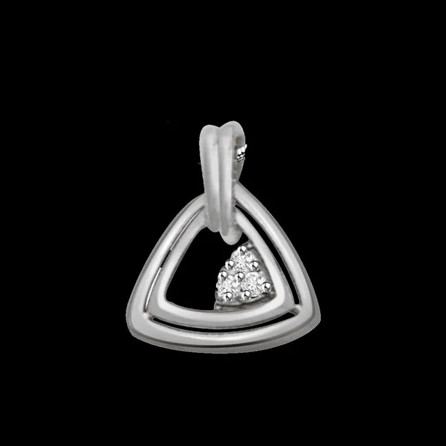 Triangle of Love - Real Diamond & Sterling Silver Pendant with 18 IN Chain (SDP151)