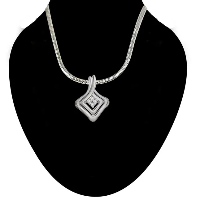 Mystery of Life - Real Diamond & Sterling Silver Pendant with 18 IN Chain (SDP153)