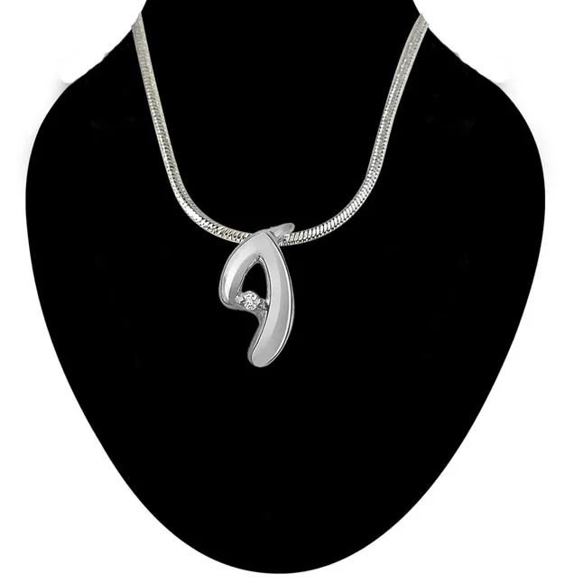 Glimpses of Love - Real Diamond & Sterling Silver Pendant with 18 IN Chain (SDP16)