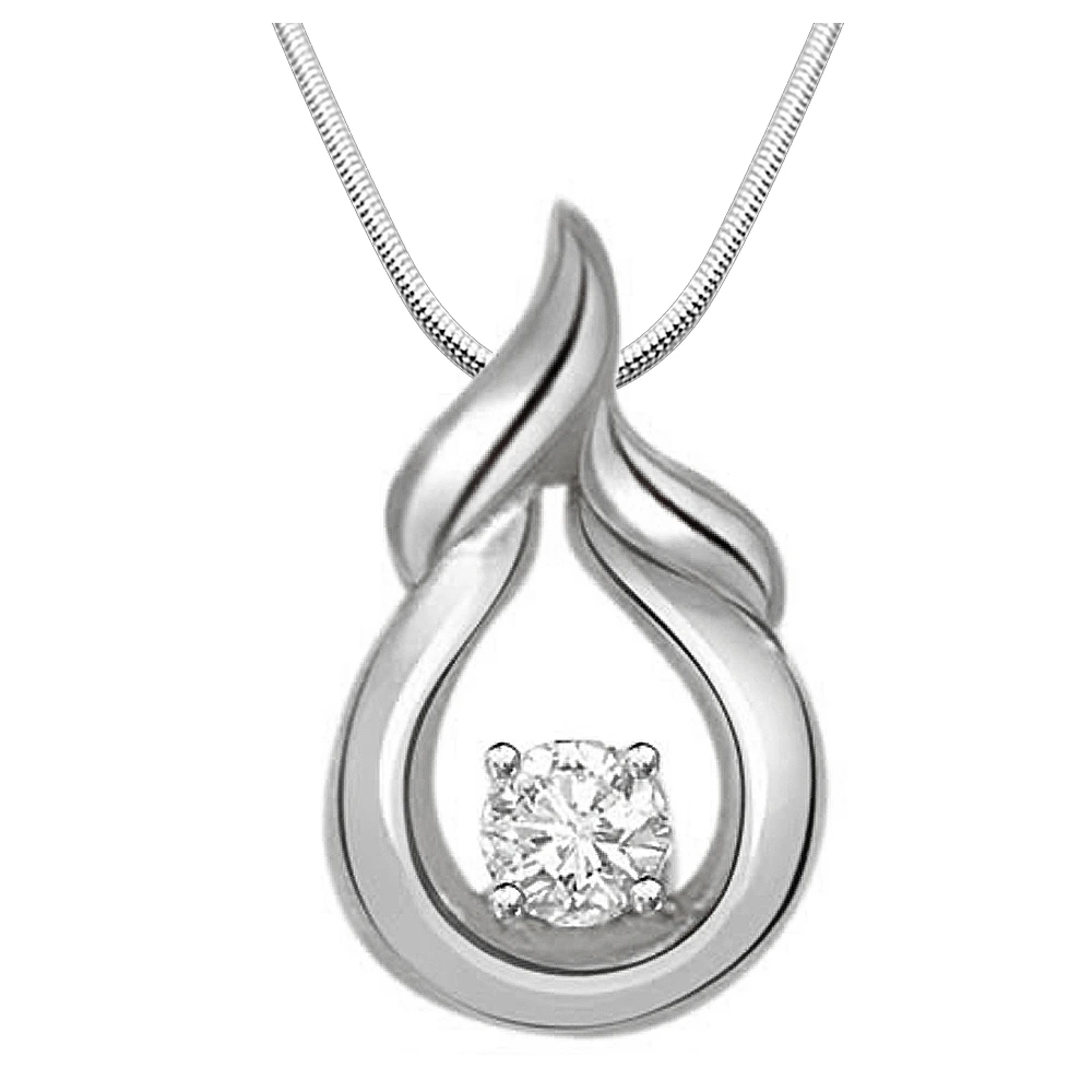 Happiness is On.. - Real Diamond & Sterling Silver Pendant with 18 IN Chain (SDP162)