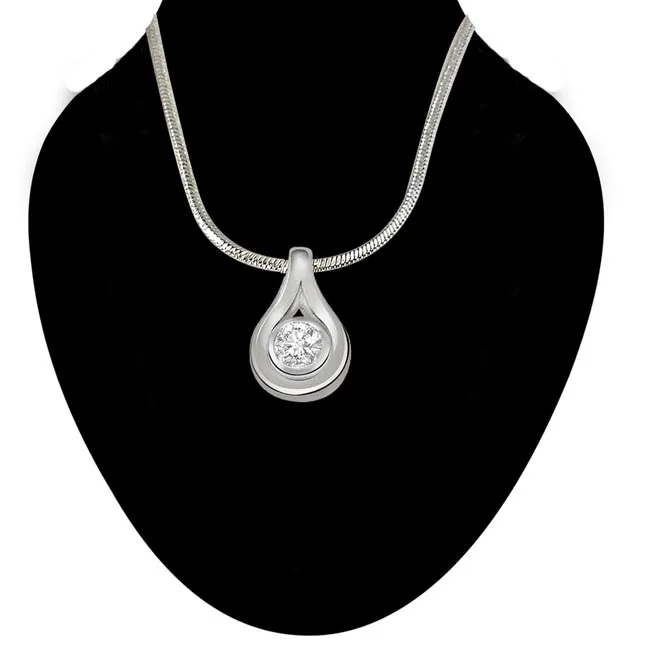 Inside The Hill - Real Diamond & Sterling Silver Pendant with 18 IN Chain (SDP163)