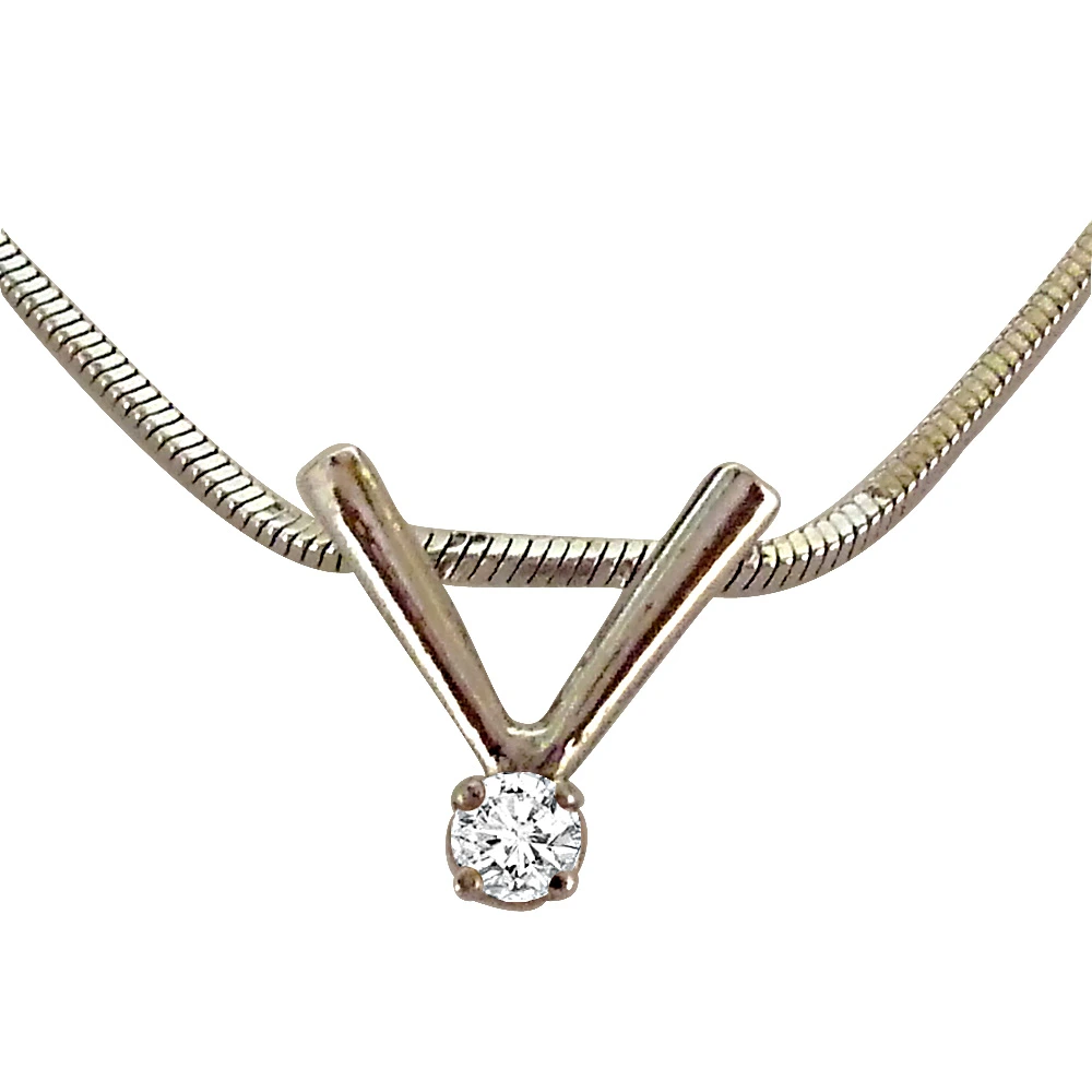 Single Sparkle - Real Diamond & Sterling Silver Pendant with 18 IN Chain (SDP166)