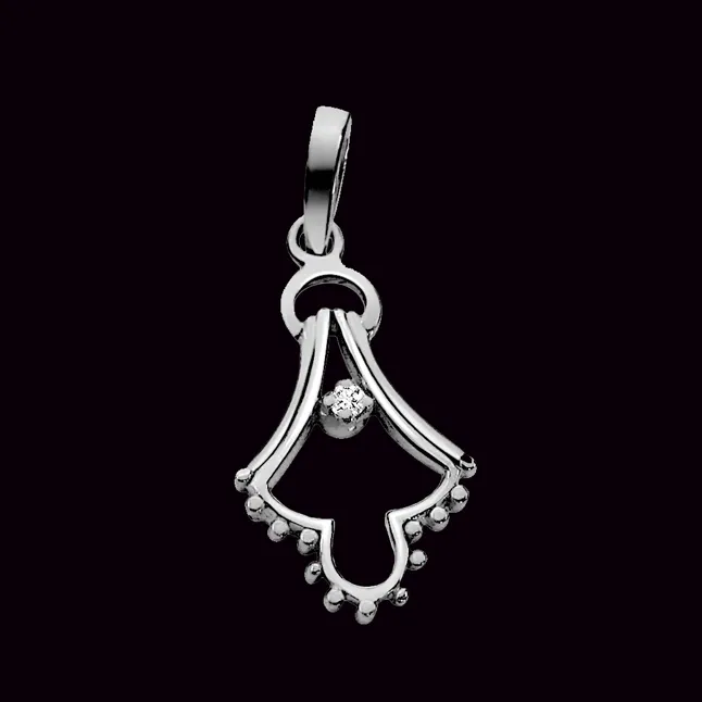 Delicacy in String - Real Diamond & Sterling Silver Pendant with 18 IN Chain (SDP17)