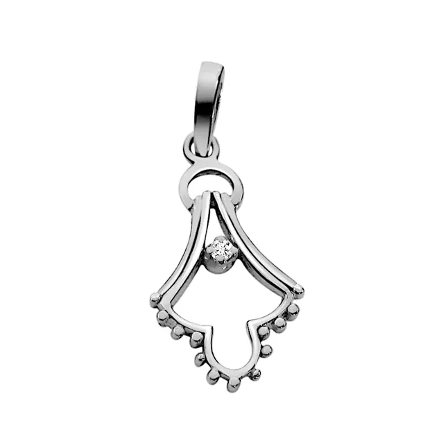 Delicacy in String - Real Diamond & Sterling Silver Pendant with 18 IN Chain (SDP17)