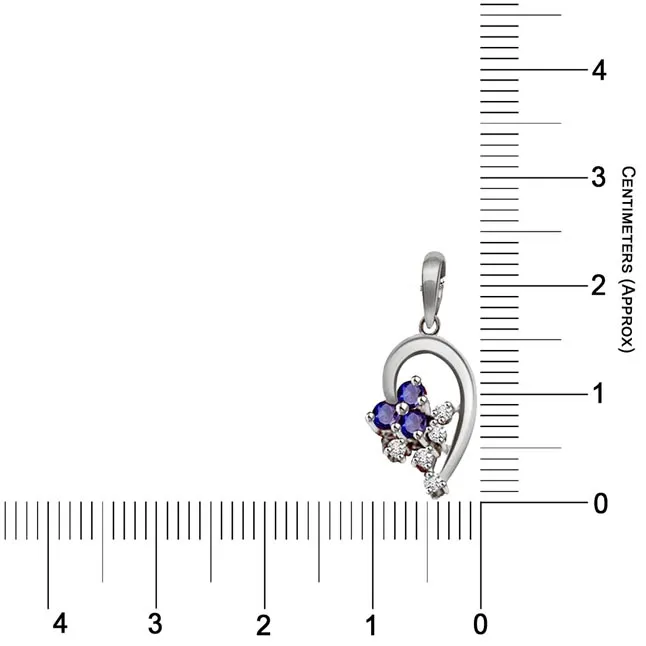 Bunch of Stars - Sapphire, Real Diamond & Sterling Silver Pendant with 18 IN Chain (SDP171)