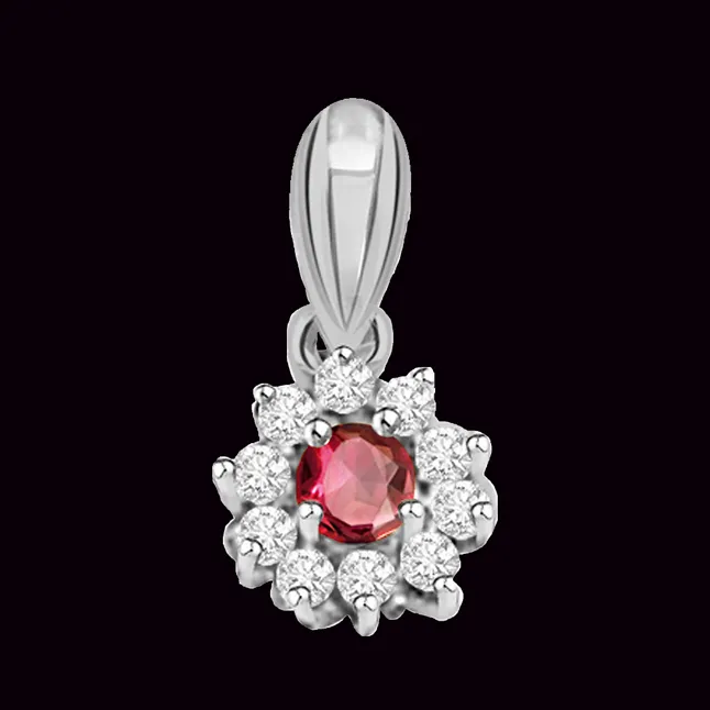 Star of The Show - Ruby, Real Diamond & Sterling Silver Pendant with 18 IN Chain (SDP172)