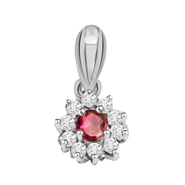 Star of The Show - Ruby, Real Diamond & Sterling Silver Pendant with 18 IN Chain (SDP172)