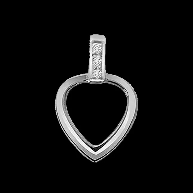 Heart of Silver - Real Diamond & Sterling Silver Pendant with 18 IN Chain (SDP177)