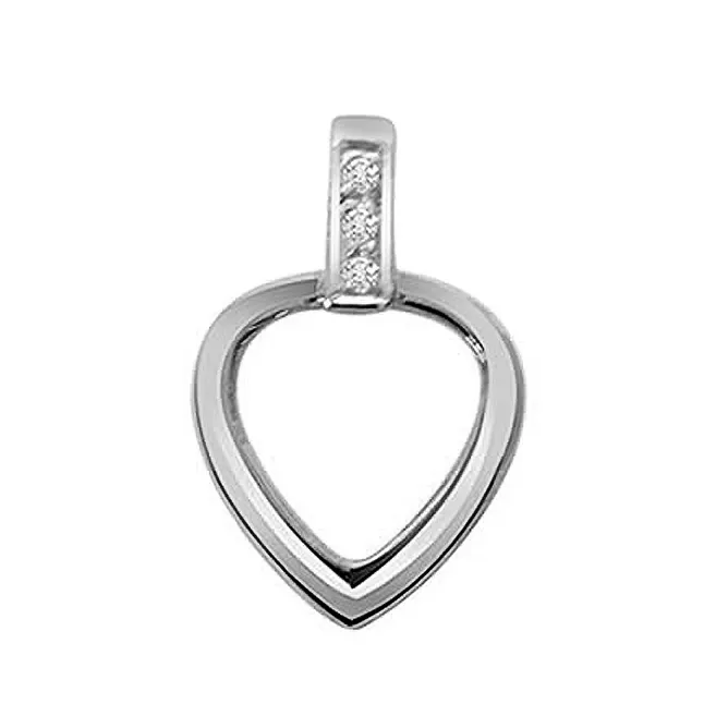 Heart of Silver - Real Diamond & Sterling Silver Pendant with 18 IN Chain (SDP177)