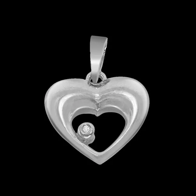 Heart & Soul - Real Diamond & Sterling Silver Pendant with 18 IN Chain (SDP178)