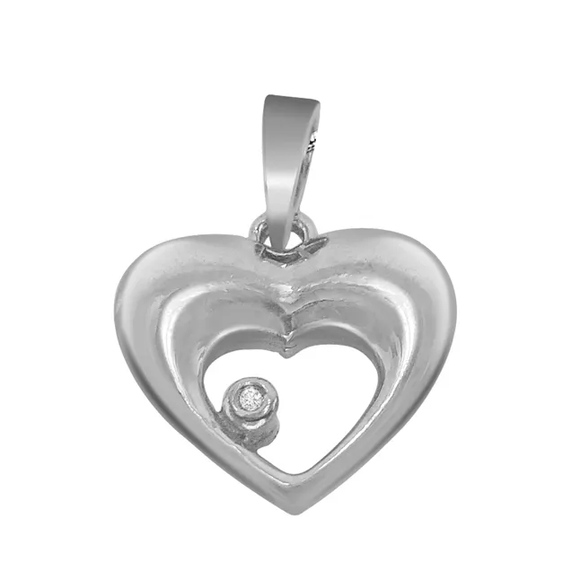 Heart & Soul - Real Diamond & Sterling Silver Pendant with 18 IN Chain (SDP178)