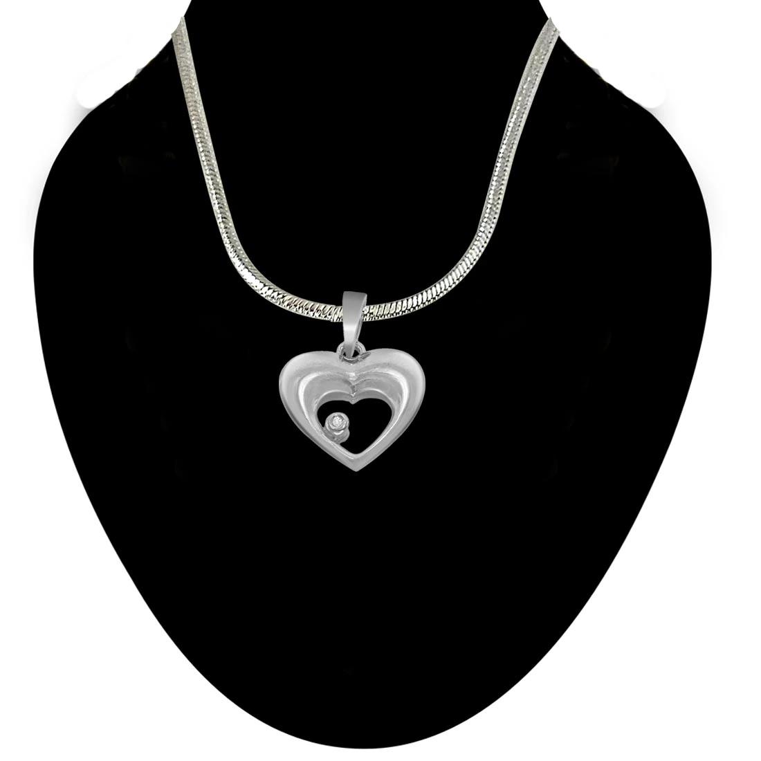 Heart & Soul - Real Diamond & Sterling Silver Pendant with 18 IN Chain (SDP178)