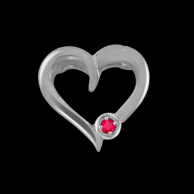 Piece of My Heart - Real Red Ruby & Sterling Silver Pendant with 18 IN Chain (SDP179)