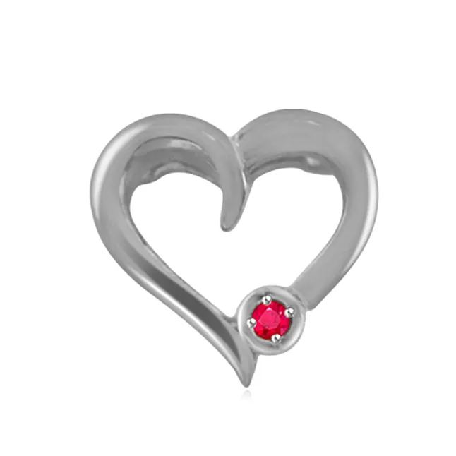 Piece of My Heart - Real Red Ruby & Sterling Silver Pendant with 18 IN Chain (SDP179)
