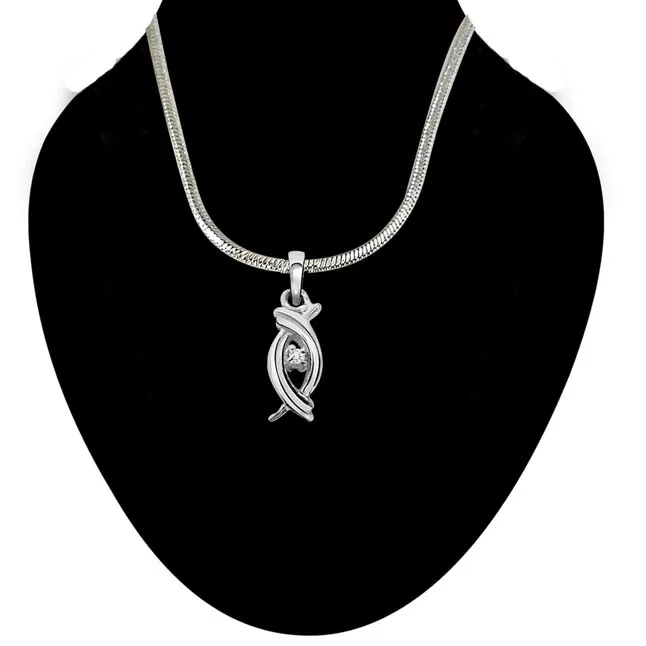 Valentine Aura - Real Diamond & Sterling Silver Pendant with 18 IN Chain (SDP18)