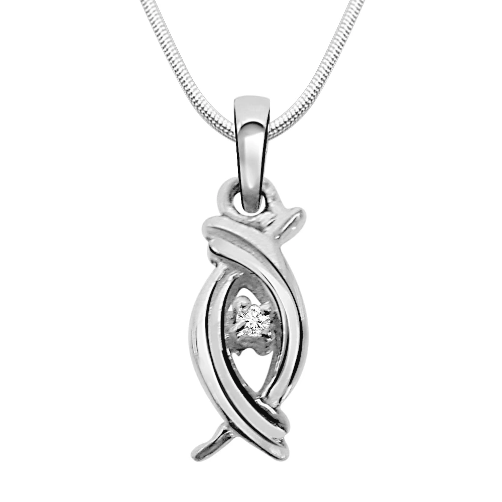 Valentine Aura - Real Diamond & Sterling Silver Pendant with 18 IN Chain (SDP18)