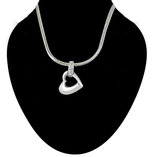 Heaven of Love Real Diamond & Sterling Silver Pendant with 18 IN Chain (SDP186)